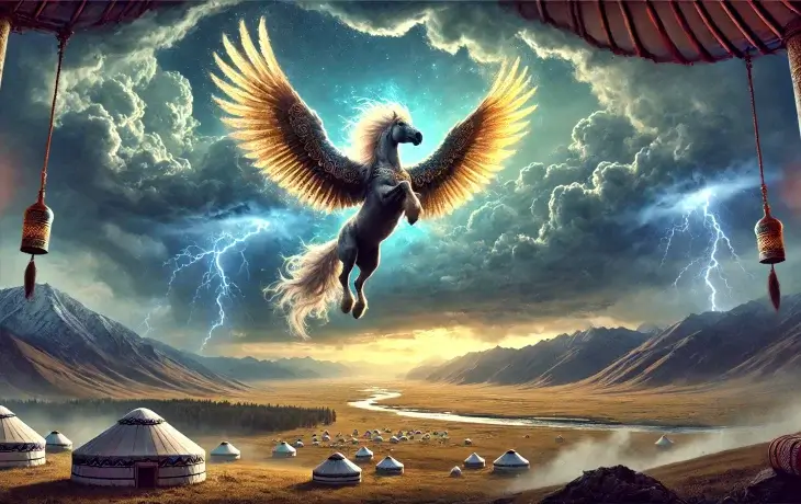 Türk mitolojisinde Tulpar – kanatlı at, göğün nefesinden doğan özgürlük ve kahramanlık sembolü